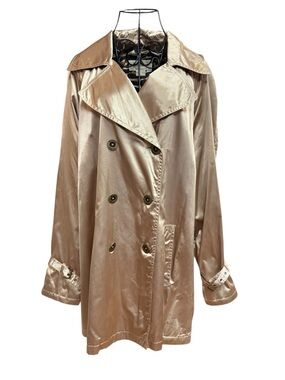 Micheal Kors Satin Double-Breasted Trench Coat - Champagne 2X